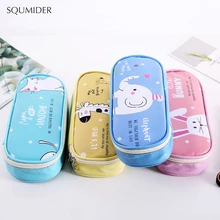 Kreatif Hewan Pensil Desain Sederhana Zipper Pensil Tas Besar Penyimpanan Pena Pemegang Sekolah Stationery Pensil Kotak(China)