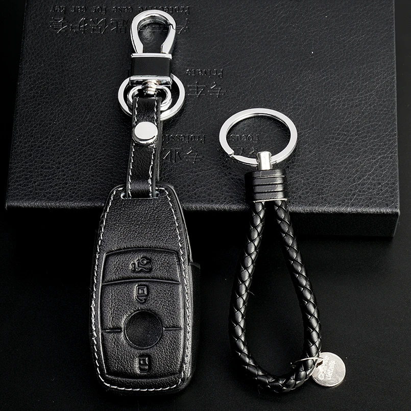 GPFORTYSIX cuero genuino coche clave caso cubierta para Mercedes Benz accesorios AMG 2017 Clase E W213 Smart llavero titular llaves