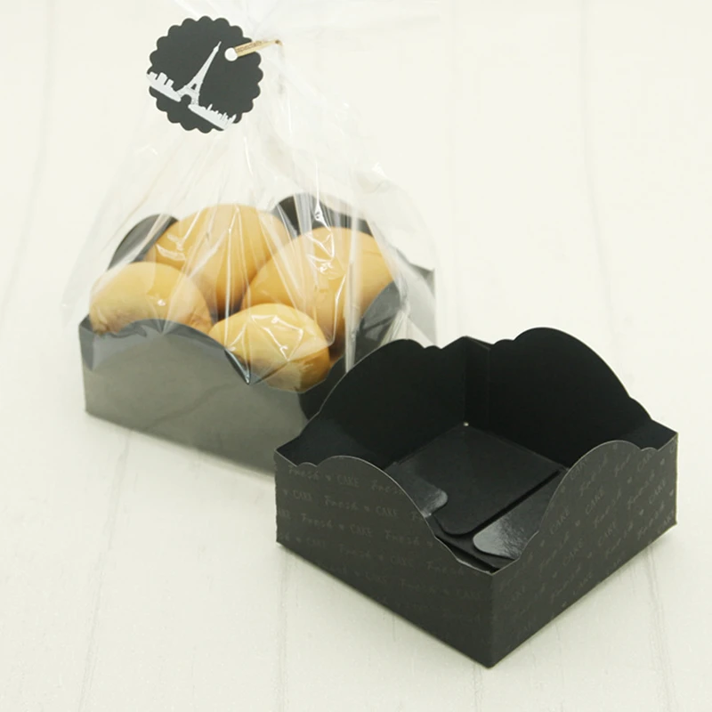 Пищевой ПП черный упаковочный пакет для хлеба с основанием прозрачная сумка для десерта окно-открытая хлебобулочная маслопоглощающая пищевая упаковка инструменты 20 шт