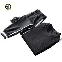 

2018 Brand Casual Suit Men Summer Sets Active Tracksuits for Mens Stand Collar s Vetement Homme Streetwar Tops Tees & Pant Set