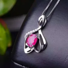 С натуральным красным Рубином камень кулон S925 Стерлинговое серебро натуральный драгоценный камень кулон Цепочки и ожерелья Модные Листья Паруса для женщин, ювелирные изделия для девушек