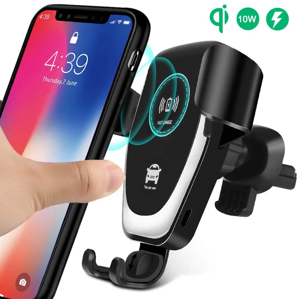 

10W Qi Car Wireless Charger 360 Rotation Fast Charging Phone USB Type C Car Charger Support Quick Charge 3.0 For iPhone X Xiaomi