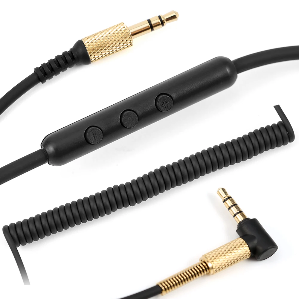 

Headphone Spring Upgrade Cable With Volume Control Button Replacement Audio Cable for Headphones With Remote Microphones