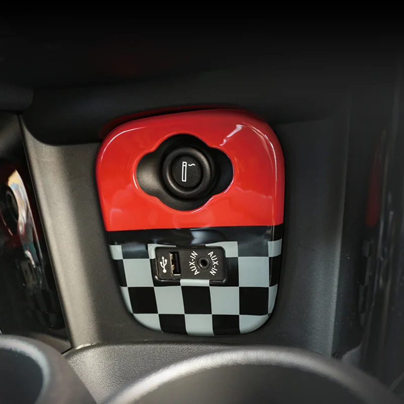 

PC Car Cigarette Lighter USB AUX Dashboard Panel Trim Cover Case Sticker Decal For Mini Cooper F55 F56 F57 Interior Accessories