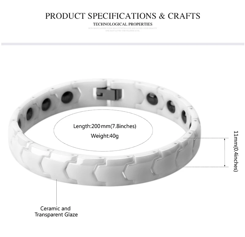 Здоровый керамический Магнитный браслет для женщин и мужчин гематит свадебный браслет энергетический гладкий черный белый керамический браслет вечерние ювелирные изделия