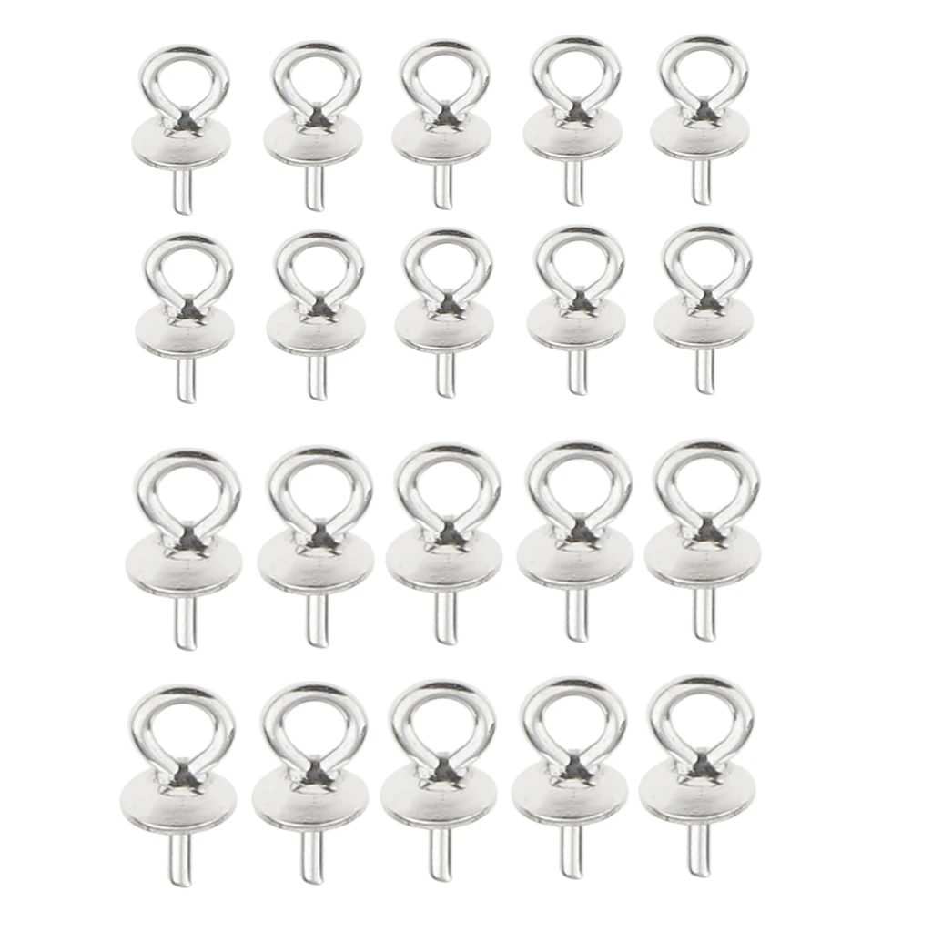 20 Pieces Sterling Silver 925 Pendant Clasp Pearl Bail Eye Pins Jewellery Findings Connector 4mm And 5mm
