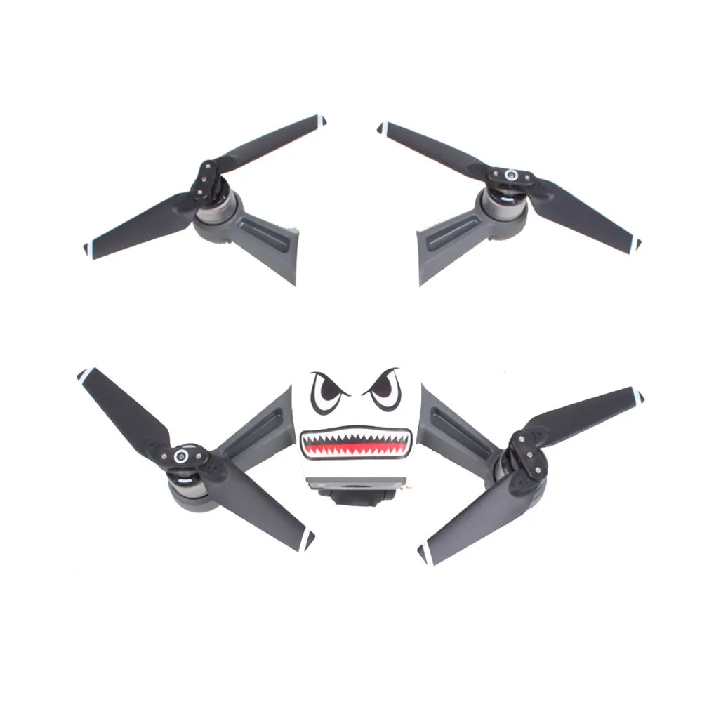 DOITOP Drone Stickers 2Sets Camera Drone Body Skin Cool Shark Face 3M Decals With Battery Number Sticker for DJI MAVIC PRO/Spark