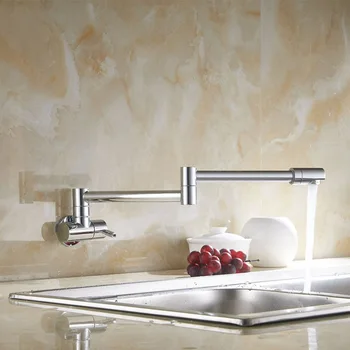 

Hot Brass Folding Swing Spout Faucet Kitchen Wall Mount Single Handle Pot Filler Faucet XJS789