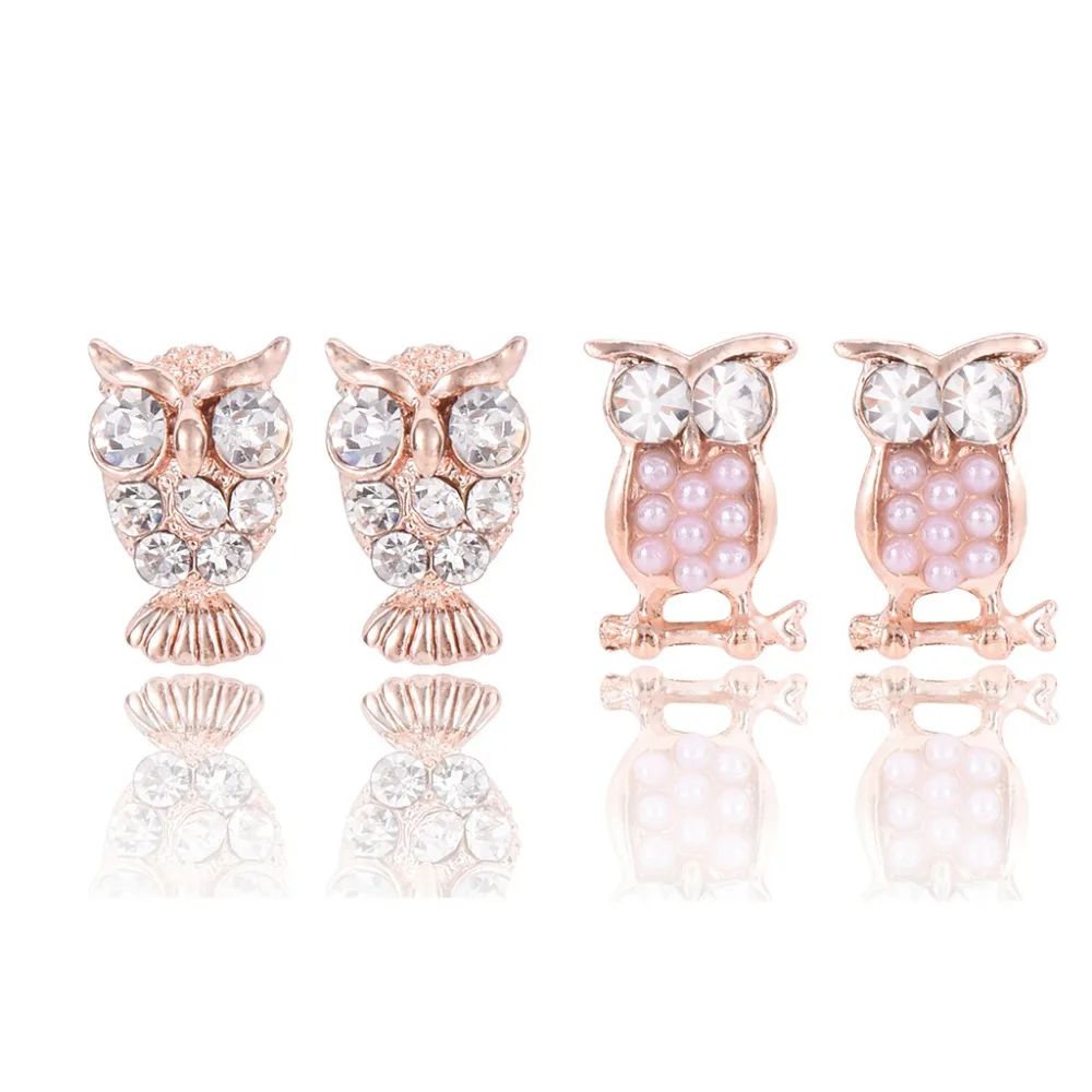 

2016 TOP Bridal Austrian Crystal Earrings Women Stud Earring Rhinestone Owl Elegant Fashion Pearl Earrings Female Long E0141
