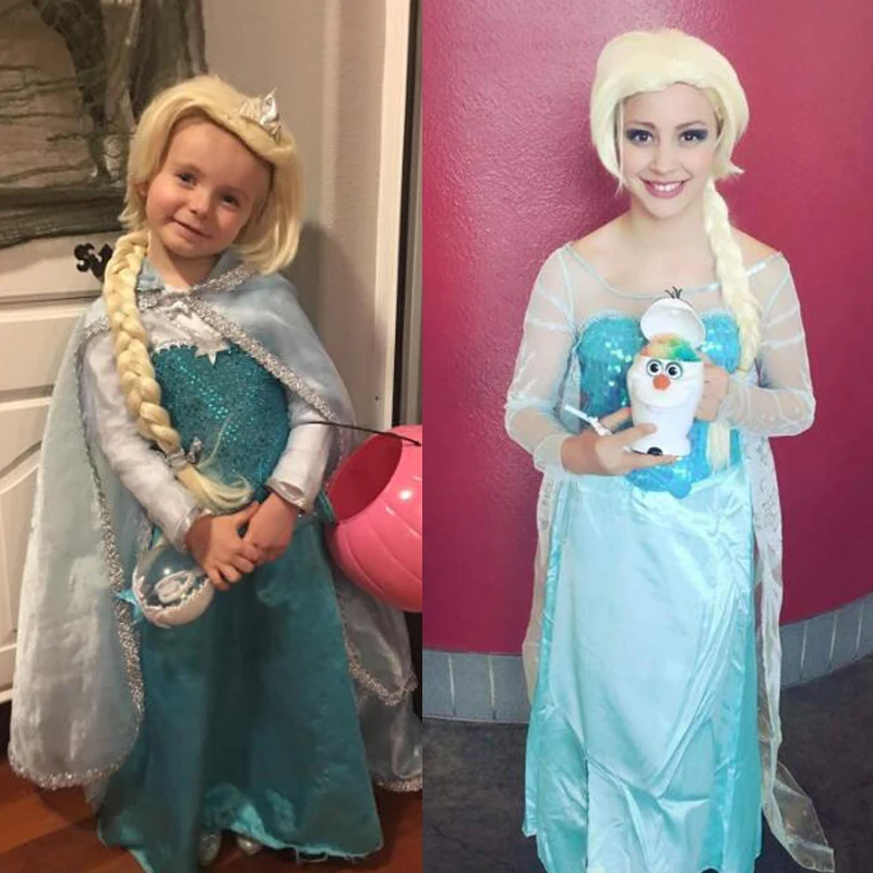 Anogol Brave Merida Elsa Anna Little Mermaid Mera Ariel Belle Beauty and Beast Tangled &Rapunze Cosplay Wig For Halloween Party