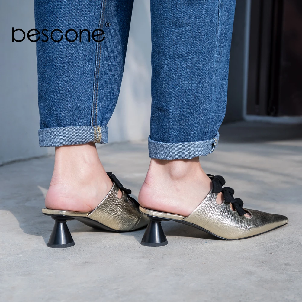 BESCONE Brand Sexy Women Shoes Top Quality Comfortable Genuine Leather Slingback Female Shoes Spike Heels Pointed Toe Pumps BO16 BESCONE Brand Sexy Women Shoes Top Quality Comfortable Genuine Leather Slingback Female Shoes Spike Heels Pointed Toe Pumps BO16