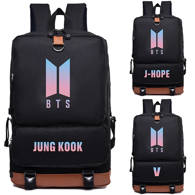 

2019 New BTS Bangtan Boys Gradient Color JUNG KOOK JIMIN Backpack Backpack School Bags Mochila Travel Bags Laptop Backpack