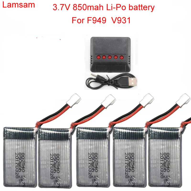 

5 pcs/lot 3.7V 850mAh 25C V931 F949 For WL F949/V931 RC Airplane spare parts WLtoys F949 Li-po battery