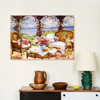 

Questa Bossa Mia Landscape DIY oil painting by numbers Mediterranean Style seaside pictures by numbers coloring by numbers