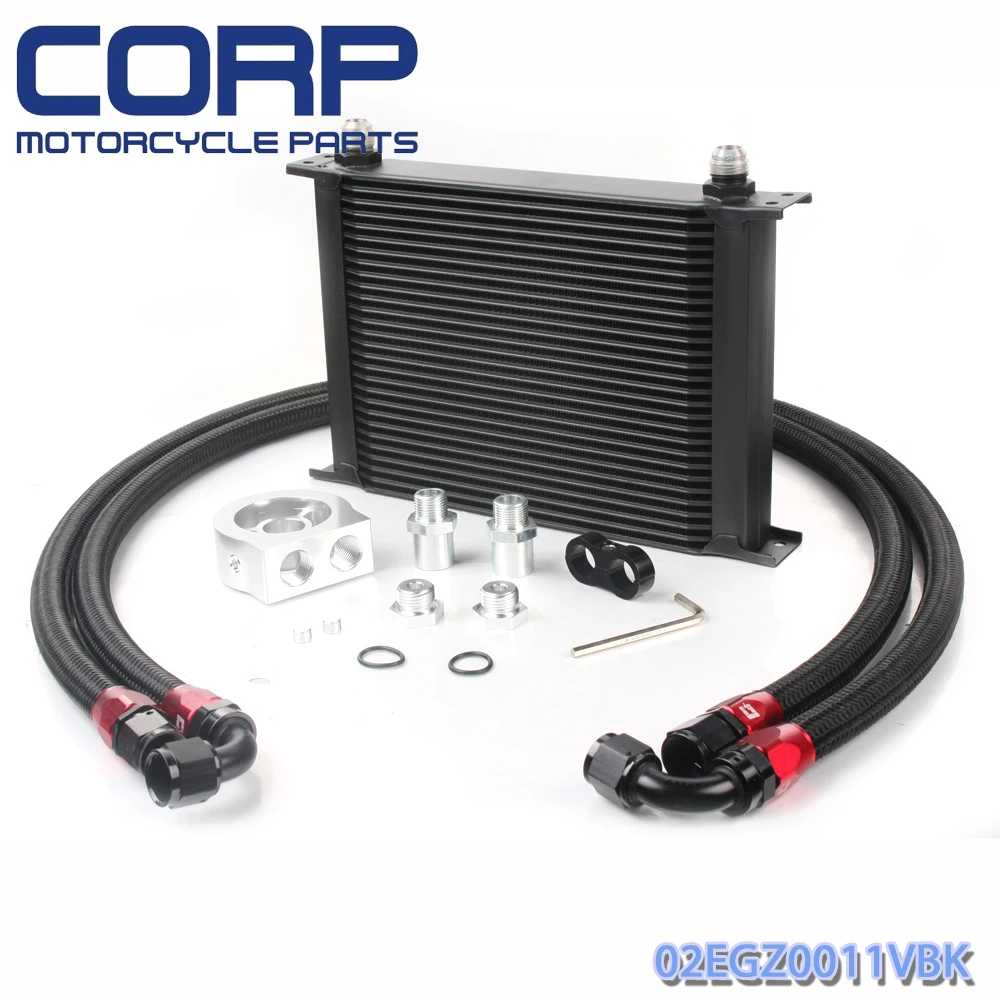 

Universal 28 Row JDM Engine Oil Cooler Kit + Sandwich Plate + AN10 Oil Lines Kit 0011V