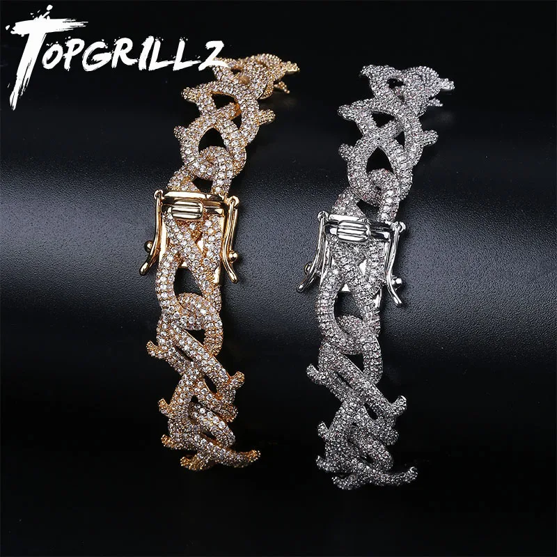 TOPGRILLZ Мужская циркониевая Корона из шипов кубинские звенья хип хоп ювелирные