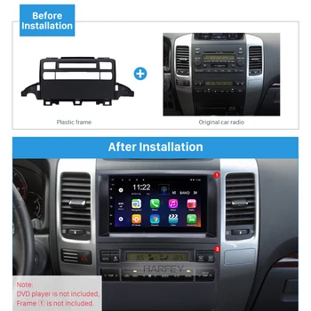 

Harfey Car Stereo Frame Auto Radio 2Din Cover Fascia Mount Kit for Toyota Prado J120 2009 Modified Trim Audio Installation
