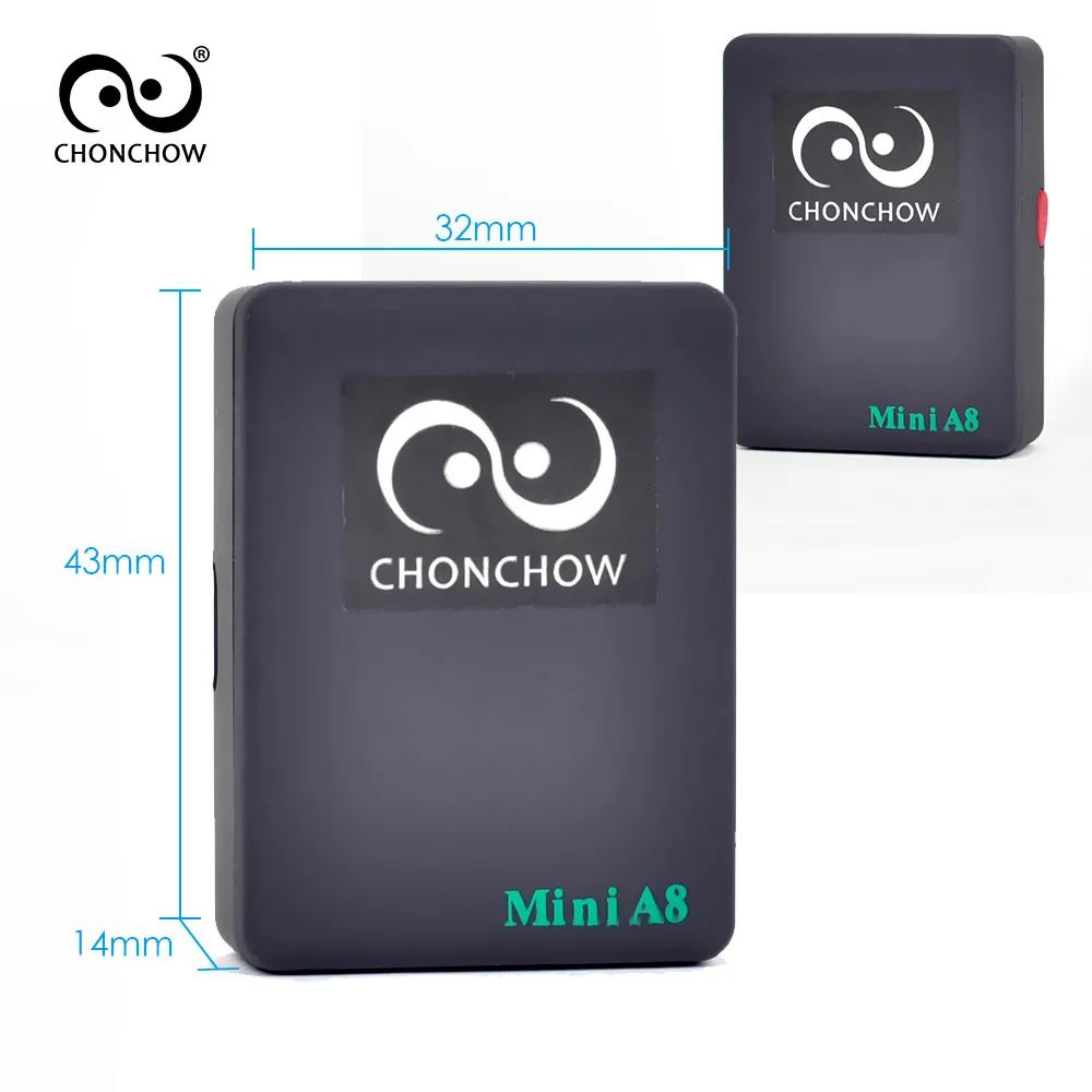 ChonChow مصغرة GSM المقتفي A8 العالمي في الوقت الحقيقي GSM/جي بي آر إس جهاز تعقب مع SOS زر للسيارات الاطفال المسنين الحيوانات الأليفة شحن مجاني