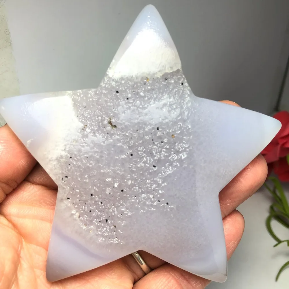 

Beautiful Natural Agate Geode Crystal Star Hand Carved and Polished Reiki Healing Chakra Stone Home Decoration Collection