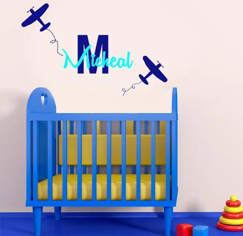 Children Room Customzied Name Airplane Wall Stickers Vinyl Art Decals