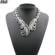 2017 New feather necklaces & pendants fashion luxury choker design bib crystal tassel pendant necklace statement Fashion Jewelry