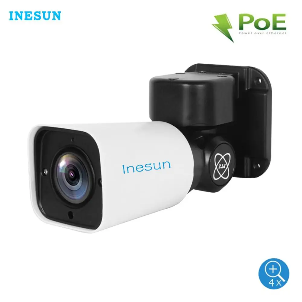 Inesun мини POE PTZ IP Камера уличная 5MP супер HD 2592x1944 4X оптический зум PTZ камера IP66 Водонепроницаемая 120ft ИК ночного видения