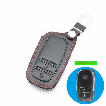 

Fashion Style 100% Leather Key Cover Key Chain For Toyota Land Cruiser Fortuner Camry 2016 2017 2018 2 Button Remote Car Style