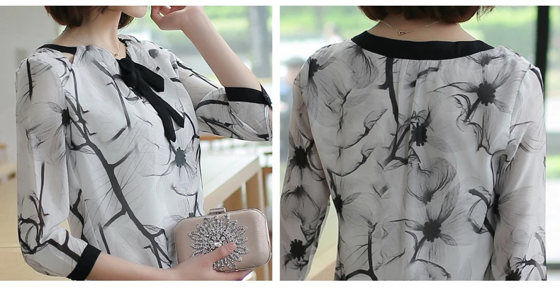 FREE SHIPPING Women Chiffon Blouse Printed OG0774