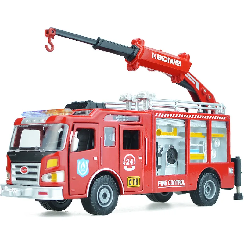 High quality 1:50 rescue fire truck alloy model simulation die casting engineering children fun toy gift free shipping | Игрушки и хобби