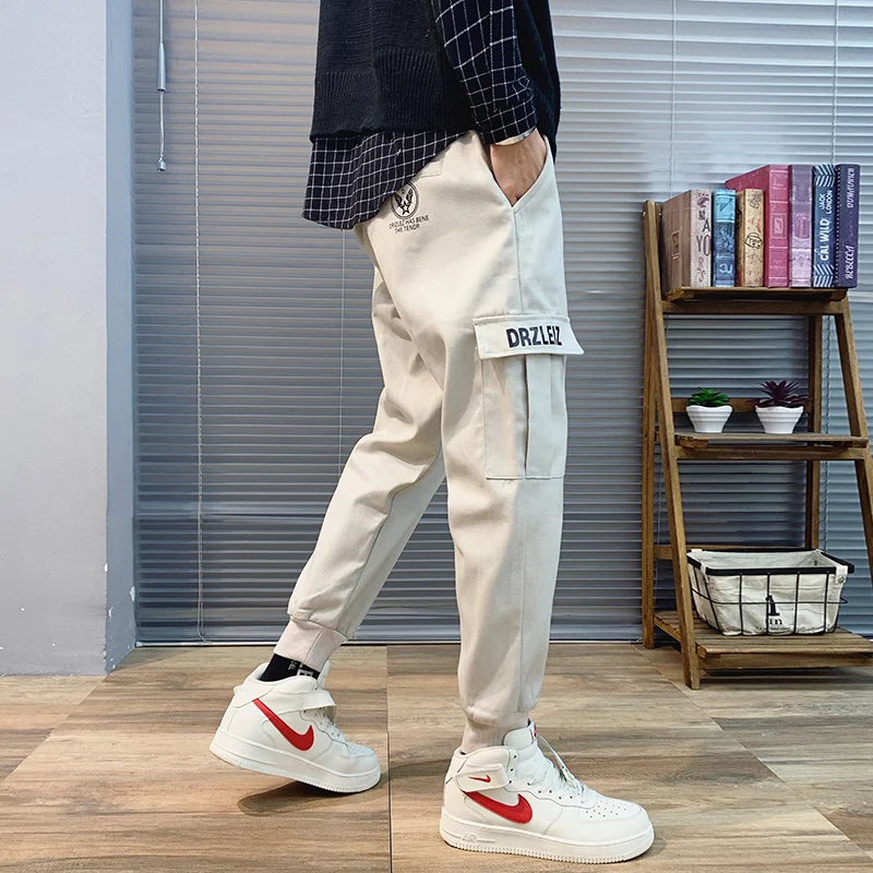 Чистые красные брюки мужские корейской версии тренда ноги повседневные девять очков спортивные брюки студенческие свободные дикие комбинезоны мужские ti