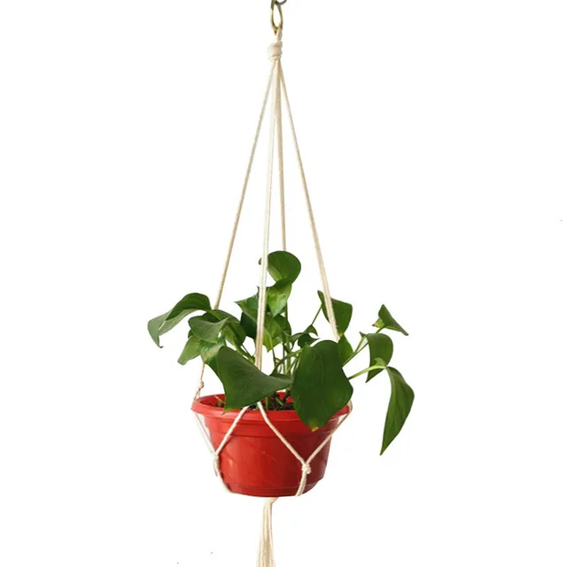 Plant Hanger Flower Pot Basket With Holder Handmade Macrame Hanging Rope Hook Suit For Houseplant Decorate Balcony Garden Flower
