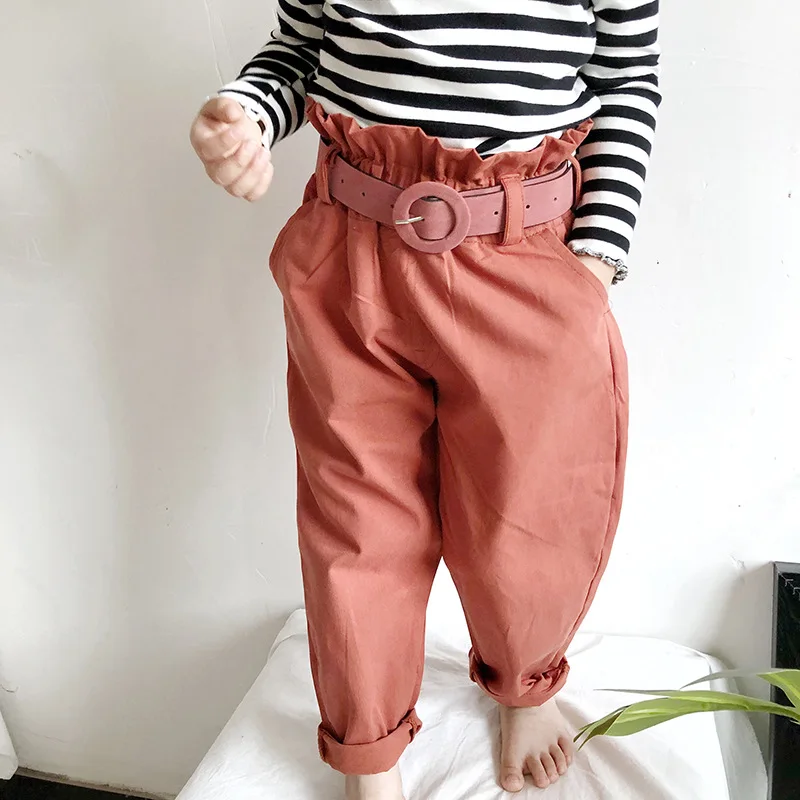

2018 Hot Sale Girls Ruffles Pants Solid Color Baby Pants