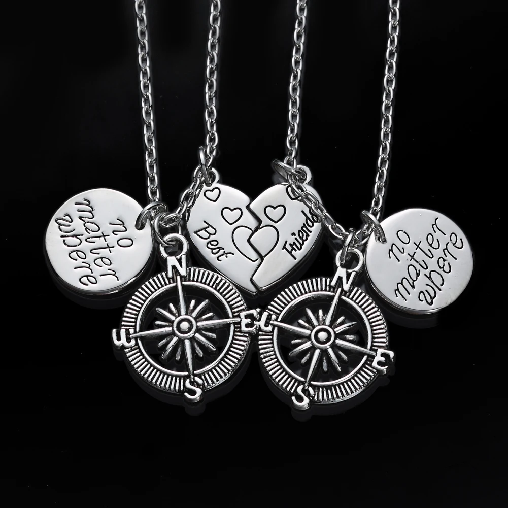 "No Matter Where" Best Friends Necklaces Long Distance
