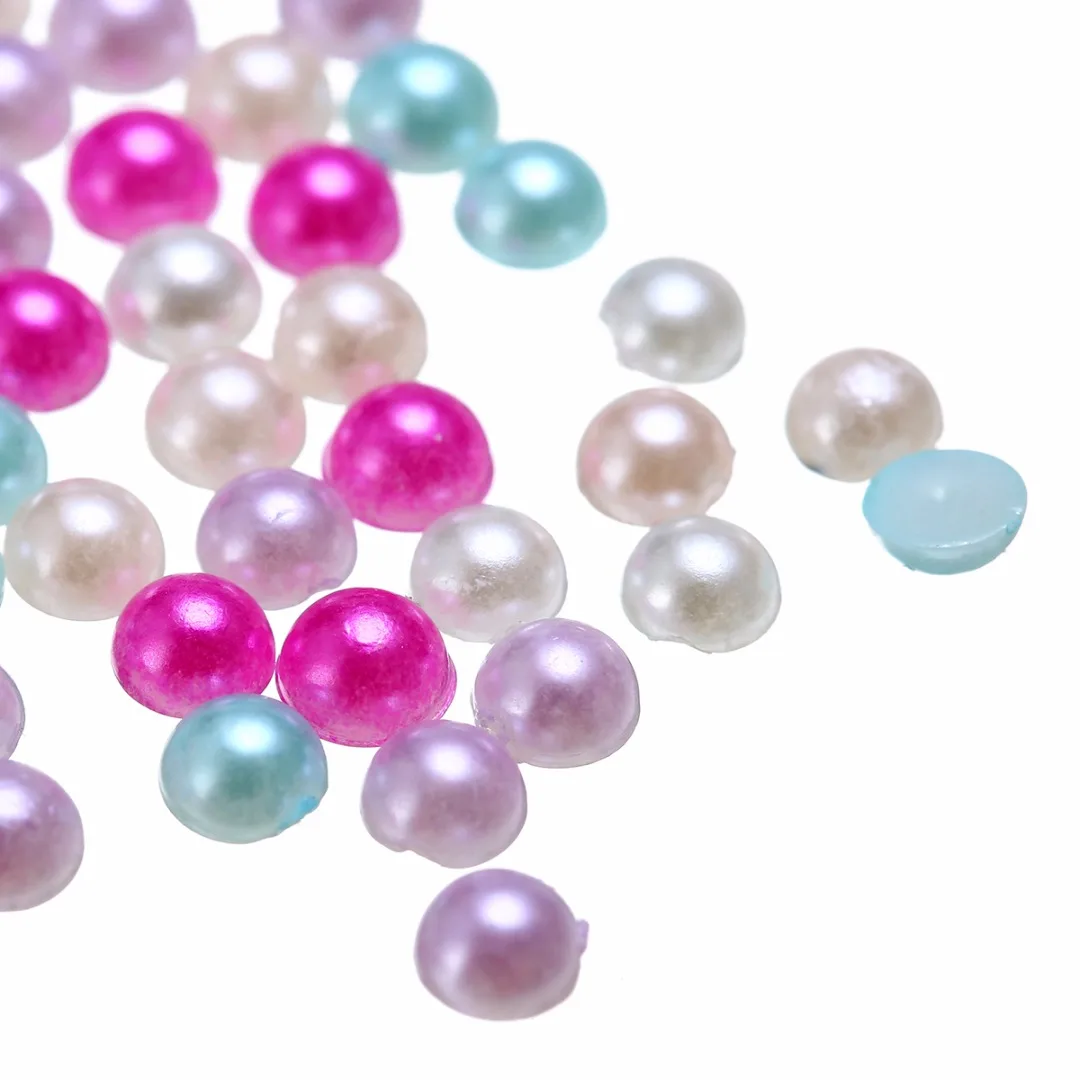 3000pcs/Set Colorful Imitation Pearls 4mm Half Round Beads Flat-bottomed DIY Ornament for Decorating Scrapbook Craft Dolls