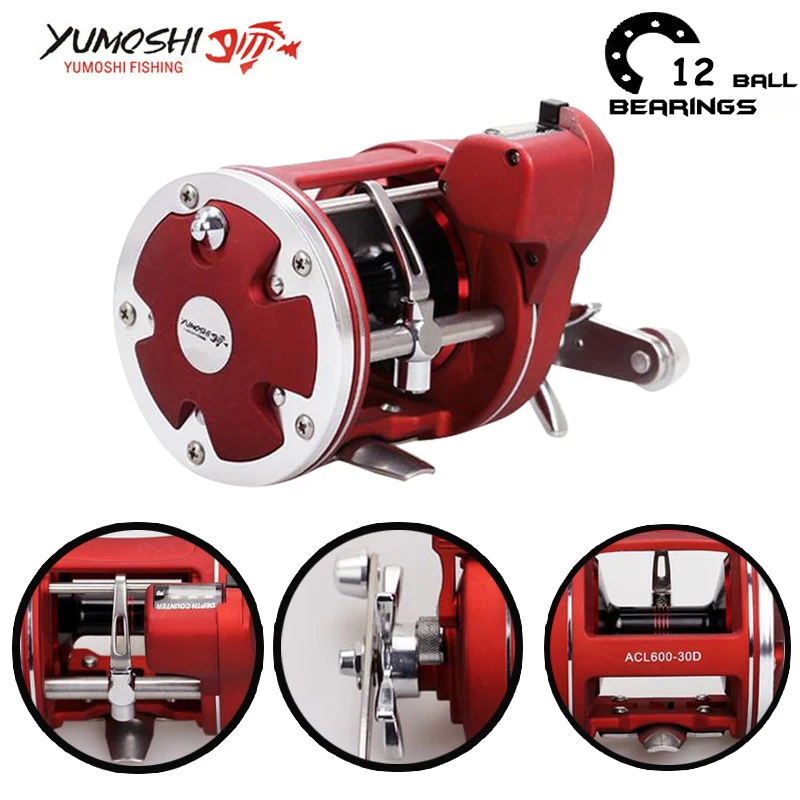 

Centrifugal brake system 12BB 5.2:1 Fishing Reels multiplier reels counter function drum Fishing Reel Feeder Carretilha pesca