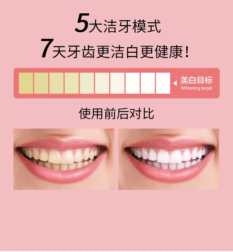 Escova de Dentes Classes de Adultos a Vibração da Onda Sonora Elétrica Cinco Sónica Recarregável Usb Atualizado 4 Pele Macia Escovas 6 Beleza e saúde