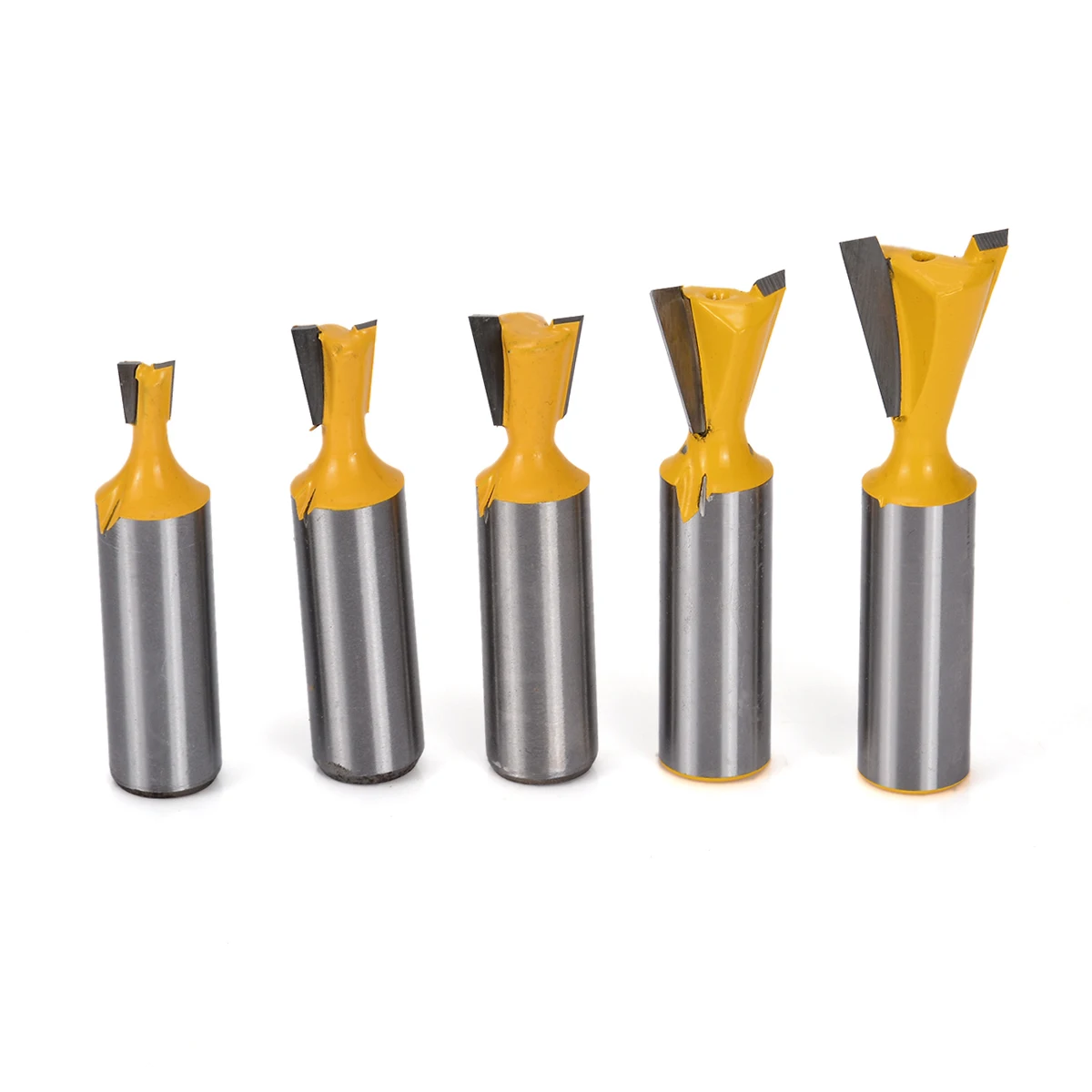 Yakamoz 5-Piece Dovetail Router Bit Set – 1/2-Inch Shank For Half-Blind & Through Dovetail Joints