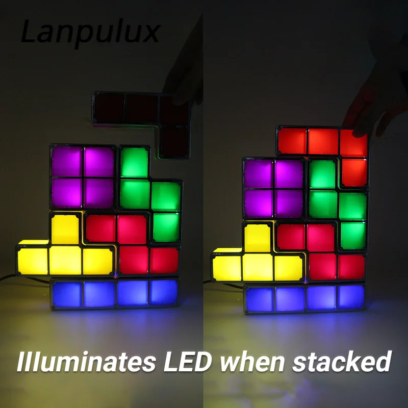 Lanpulux креативная светодиодная игрушка DIY Tetris головоломка детский ночник