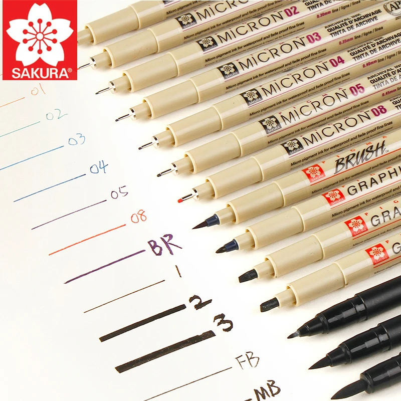 

SAKURA Multi-Color Needle Pen Hand-painted Comics Design Sketch Needle For Drawing Micron Set Liner Brushes Hook Line Pen