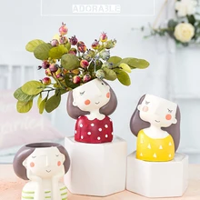 Украшение дома горшок для растений милый цветочный горшок для девочек Настольная Ваза аксессуары для дома и офиса горшок для бонсай
