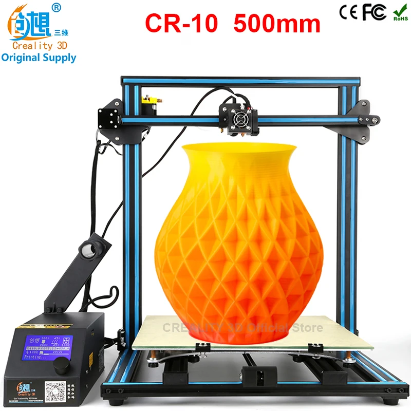 CREALITY 3D Printer CR-10 Large Print Size 500*500*500mm Full Metal 3D Printer Kit Easy And Quick Build With filaments Gift