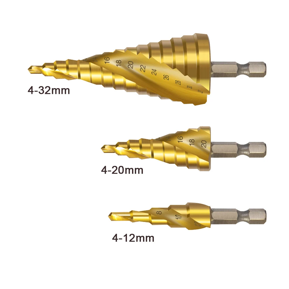 3 предмета, на возраст от 4 до 12 лет/20/32 мм сверла из быстрорежующей стали спиральная рифленая центровочное сверло карбида вольфрама с покрытием Алюминий Мини-дрель Титан шаг конус сверло по металлу