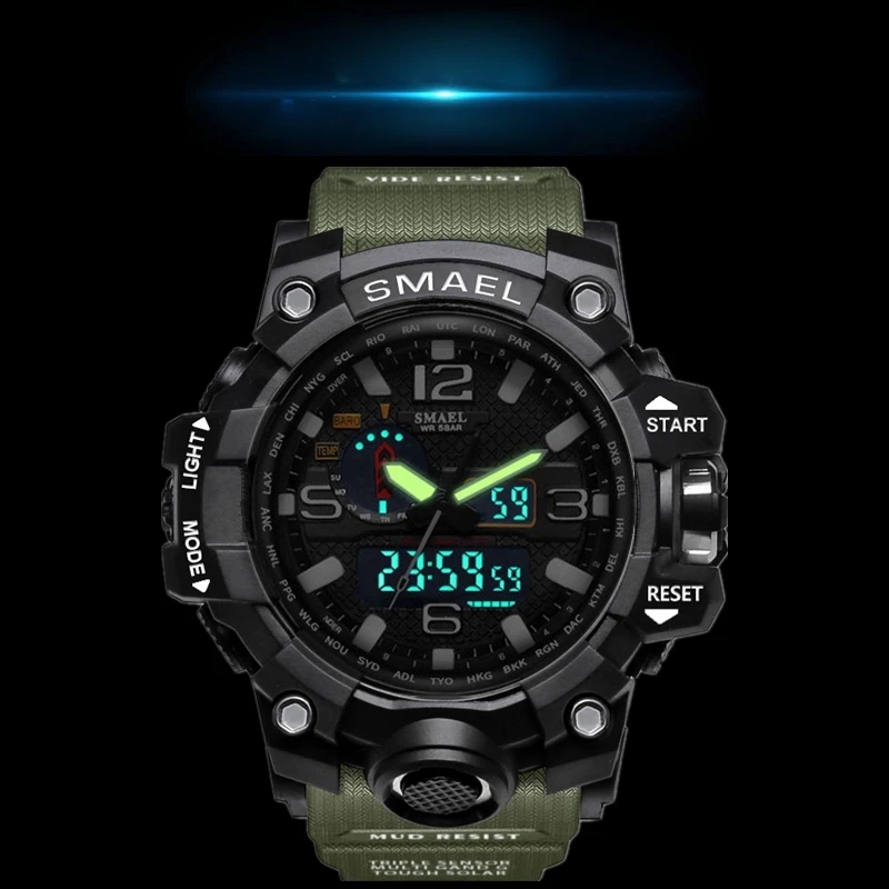 Модные Для мужчин плавание спортивные часы G Стиль шок двойной дисплей Аналоговый Цифровой светодиодный Электронные военные