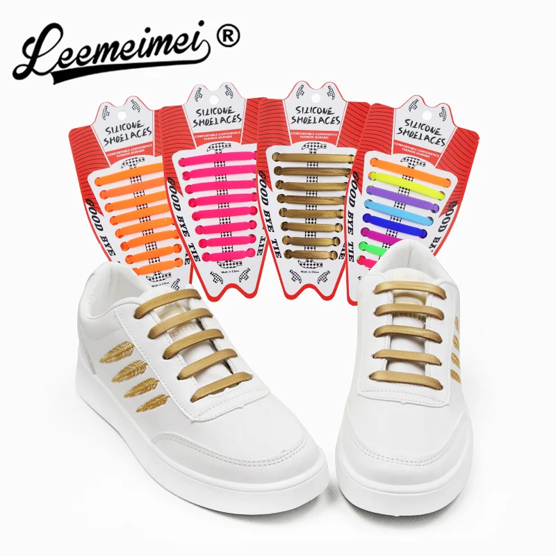 16pcs/set Running No Tie Shoelaces Fashion Unisex Athletic Elastic Silicone Shoe Lace All