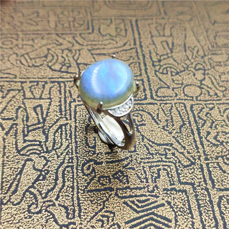 

Genuine Natural Labradorite Ring 11x9mm Anniversary Moonstone Gift Luxury 925 Sterling Silver AAAAA Adjustable Ring Jewelry