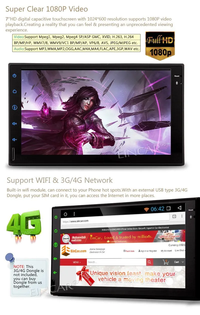 Discount 7" HD Touchscreen Car Stereo Android 7.1 2Din GPS Navigation Auto Radio Entertainment Support WiFi/1080P Video/Mirrorlink/OBD2 2