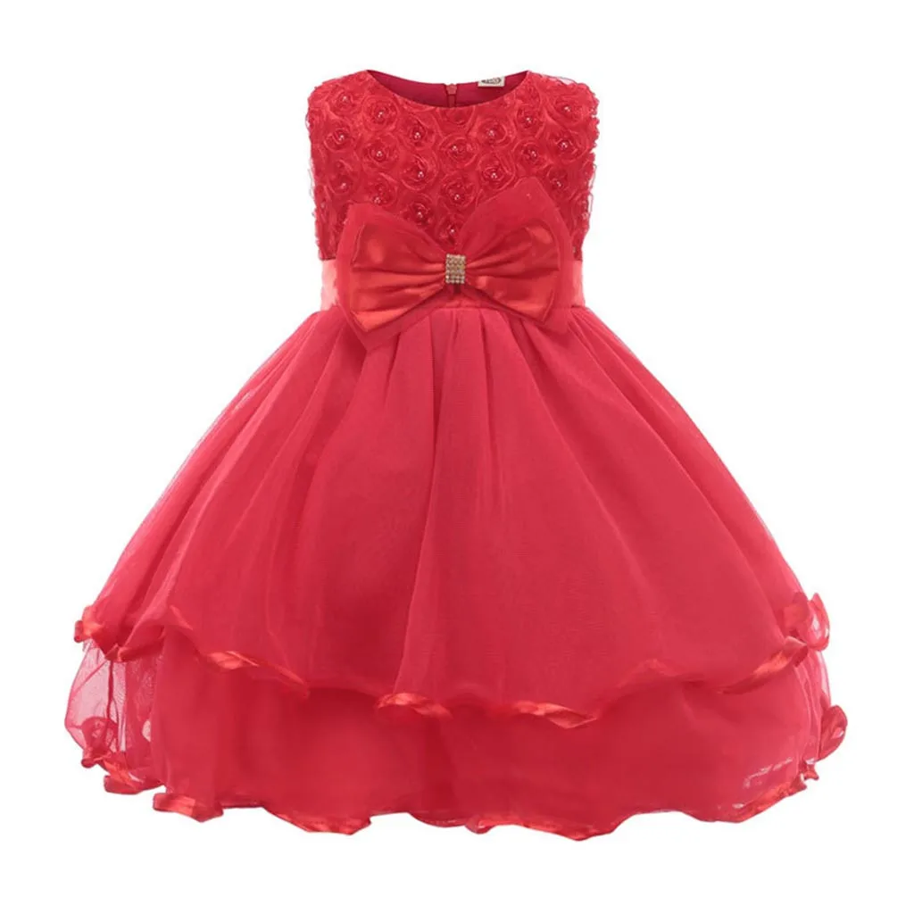 

2019dress Toddler Kid Baby Girl Clothes Bowknot Tulle Party Wedding Pageant Princess Dress kids dresses for girls