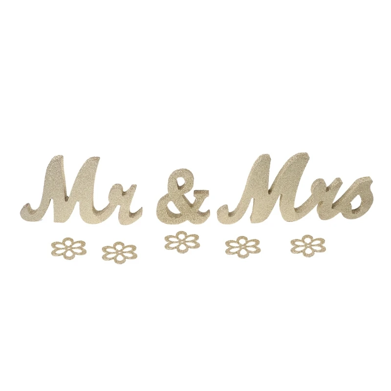 

Golden Glitter MR & MRS Letters Wooden Sign Wedding Party Sweetheart Table Decor