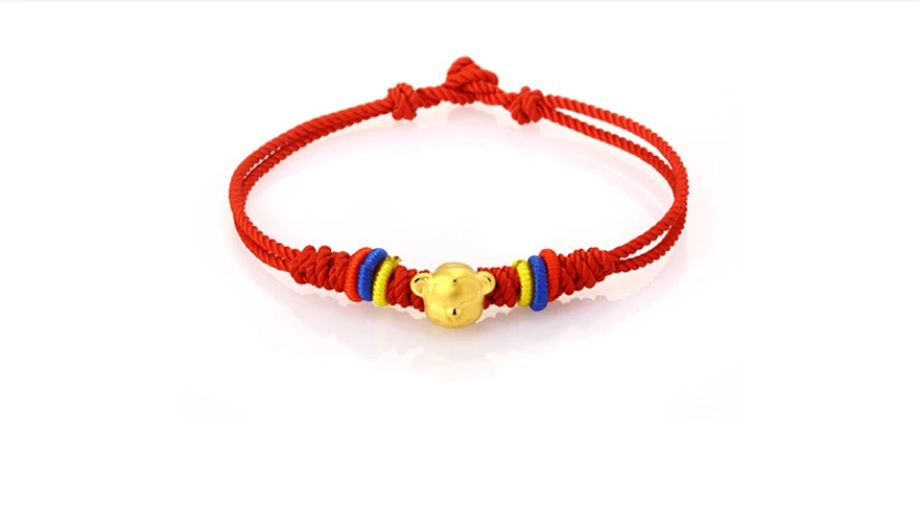 999 24K Yellow gold Monkey Beads Handmade Knitting Bracelet 999 24K Yellow gold Monkey Beads Handmade Knitting Bracelet