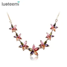 LUOTEEMI AAA фианит летняя бижутерия ожерелье с цветами для женщин модное элегантное колье ювелирные изделия